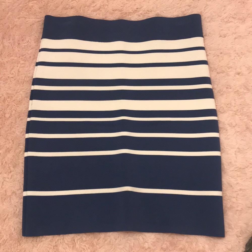 Blue and white stripe skirt